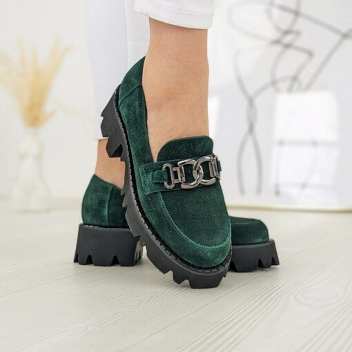 Zielone Buty Laura Messi 2489 z Naturalnego Zamszu