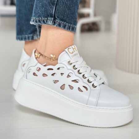 Buty Chebello Ażurowe Sneakersy Skórzane 4326