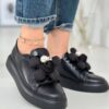 Czarne Sneakersy z Odpinaną Ozdobą CheBello Skórzane 4361