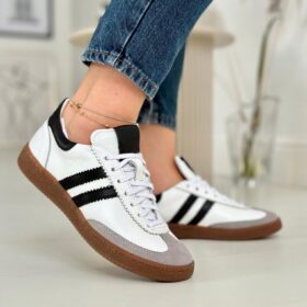 Białe Buty Sportowe Laura Skórzane 1871