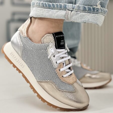 Złote Sneakersy Damskie Hispanitas Skórzane Hi 222170