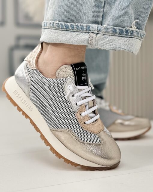 Złote Sneakersy Damskie Hispanitas Skórzane Hi 222170