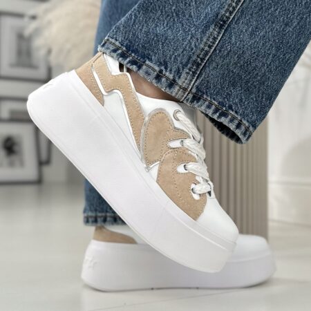Białe Sneakersy na Platformie Filippo Skórzane DP6684
