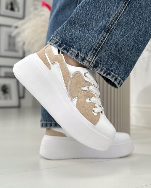 Białe Sneakersy na Platformie Filippo Skórzane DP6684