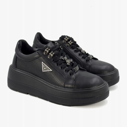Czarne Sneakersy Filippo Skórzane DP6382