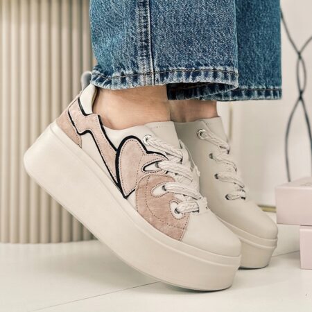 Beżowe Buty Fillippo Wygodne Skórzane DP6684