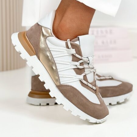 Bok buta – artiker buty sneakersy 56C1738 z widocznym złotym panelem i białą podeszwą – artiker buty sneakersy